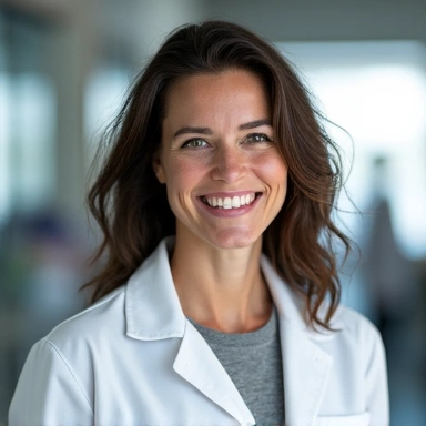 Portrait of Dr. Elara Vance, Chief Research Scientist at Rejuqvvionex.